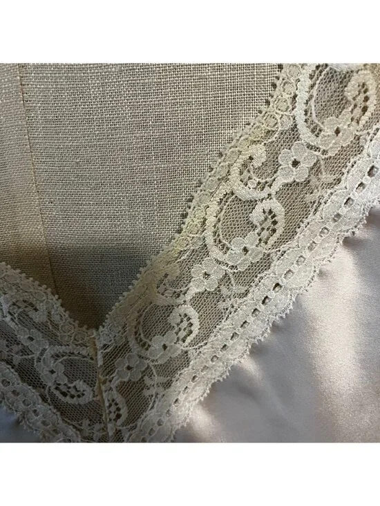 Vintage CHRISTIAN DIOR Satin Baby Pink Lace Cami  Size Large - Picture 5 of 9